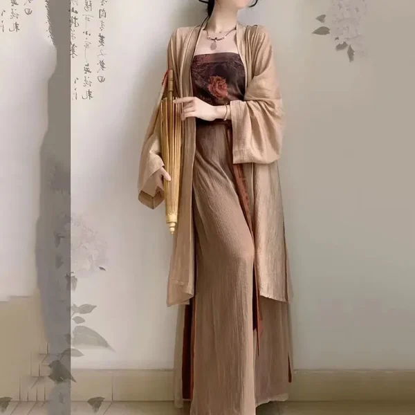 Kf S7140e5da439c403aa52be392bbbbaa5dk New Chinese Style Light National Style Dress 2024 Summer Elegant Improved Qi Chest Skirt Women S New Chinese Style Light National Style dress Summer Elegant Improved Qi Chest Skirt Women's Retro Hanfu Cardigan Sling Set