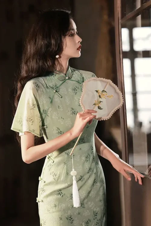 Kf S7198f80e72c74a6da8f2a768f9325097z Pmwrun Estate Verde Chiffon Sesso Cheongsam Doppio Petto Lato Bottoni Qipao Ragazze Poco Fresco Quotidiano Lato Estate Verde Chiffon Sesso Cheongsam Doppio Petto Lato Bottoni Qipao Ragazze Poco Fresco Quotidiano Lato Fessura Abito Cinese