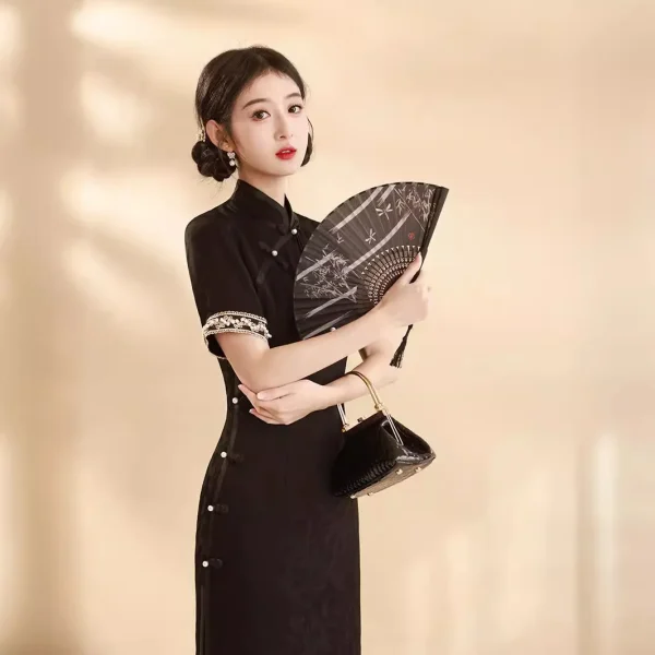 Kf S71a160fe8e094765ba00c46de2d3ce70i 2024 Spring Summer New Improved Qipao New Chinese Youth Daily Black Tassel Dress Women S Cheongsam Spring/Summer New Improved Qipao New Chinese Youth Daily Black Tassel Dress Women's Cheongsam Dress