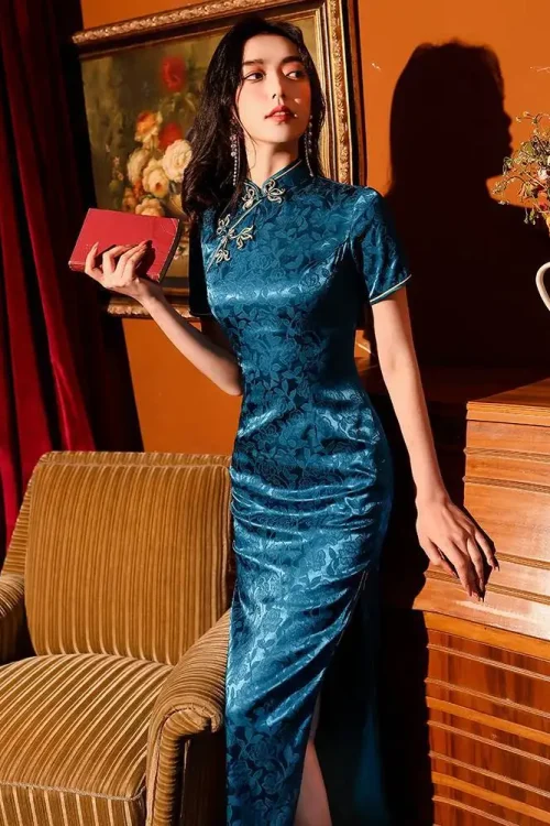 Kf S7223d64a539c4b269398c284882b8d74z Yourqipao Blu Migliorato Cinese Tradizionale Cheongsam Donna S Estate Lungo Qipao Abiti da Sera Vecchio Shanghai Retro Blu Migliorato Cinese Tradizionale Cheongsam Donna Estate Lungo Qipao Abiti da Sera Vecchio Shanghai Retro Hanfu Gonna