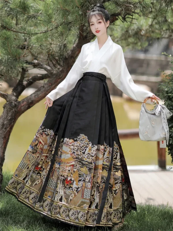 Kf S739ed45c9e804a6c8b749b1eb64e7698e Original Hanfu Skirt Chinese Style Costume Mamianqun Ming Horse Face Dress Improved Ming Dynasty Ancient Traditional Original Hanfu Skirt Chinese Style Costume Mamianqun Ming Horse Face Dress Improved Ming Dynasty Ancient Traditional Daily Wear