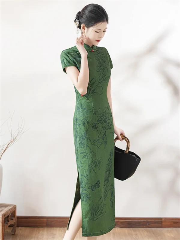 Kf S74b2f8b13b784a9a8c56033cb29830354 New Women S Chinese Traditional Qipao Summer Youth Style Elegant Green Jacquard Improved Short Sleeved Slim New Women' s Chinese Traditional Qipao Summer Youth Style Elegant Green Jacquard Improved Short-sleeved Slim Fit Cheongsam Dress