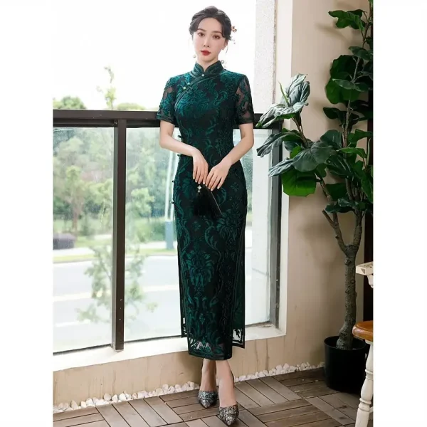 Kf S750f77b7ef994b138f098007b28fca43e Old Shanghai Lace Long Cheongsam Women S Autumn 2024 New Green Cheongsam Retro Slim Fit Dress Old Shanghai Lace Long Cheongsam Women's Autumn New Green Cheongsam Retro Slim Fit Dress