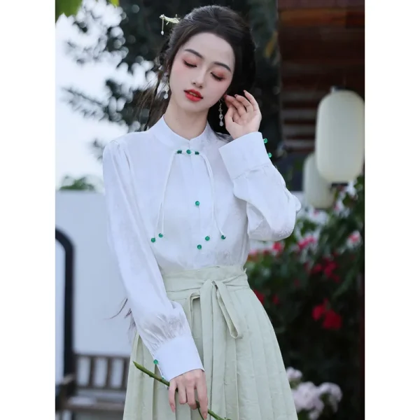 Kf S756406bc08e641fba7ea41c28d837938r Women S White Shirt Horse Face Skirt Suit New Chinese Style Improved Hanfu Traditional Elegant Mamianqun Women's White Shirt Horse Face Skirt Suit New Chinese Style Improved Hanfu Traditional Elegant Mamianqun Evening Party Dress