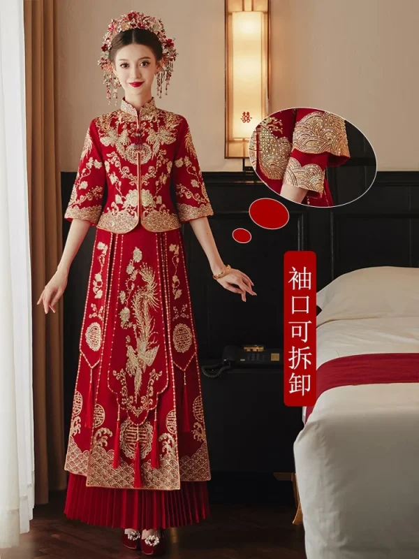 Kf S766e2466b8404baa814b854c07ccb272k 2023 Chinese Style Bride Groom Qipao Exquisite Dragon Phoenix Embroidery Party Wedding Dress Toast Clothing Chinese Style Bride Groom Qipao Exquisite Dragon Phoenix Embroidery Party Wedding Dress Toast Clothing