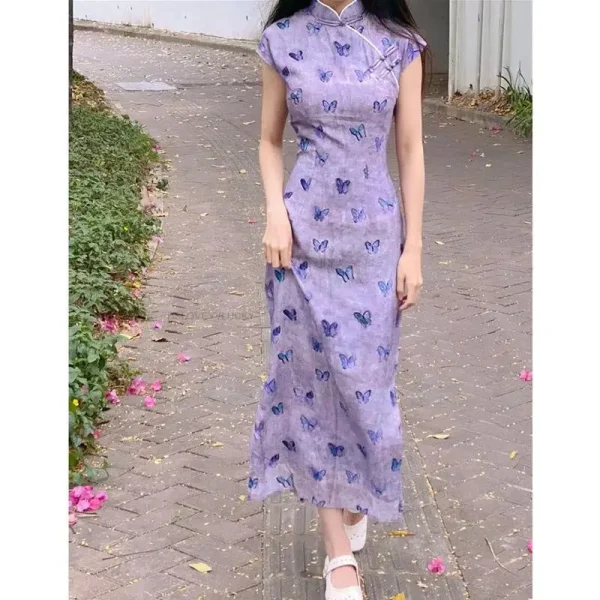 Kf S77831491da404d539a6c44df503b6eb46 Chinese Vintage Lady Qipao Chinese Improved Qipao National Style Chinese Hanfu Dress Cheongsam Vestido Daily Purple Chinese Vintage Lady Qipao Chinese Improved Qipao National Style Chinese Hanfu Dress Cheongsam Vestido Daily Purple Qipao Dress