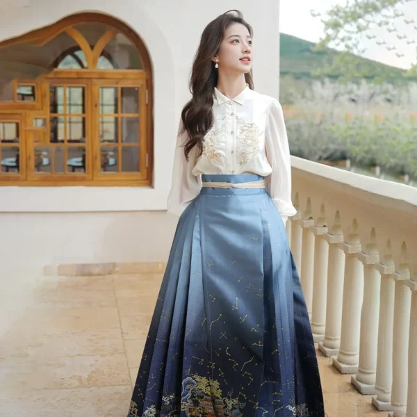 Kf S78401ecaf3ac40afa9d7fec46635e3e2s Women Embroidered Woven Horse Face Skirt Hanfu Original Chinese Ming Dynasty Traditional Dress Skirt Daily Horse Women Embroidered Woven Horse Face Skirt Hanfu Original Chinese Ming Dynasty Traditional Dress Skirt Daily Horse Face Skirt Set