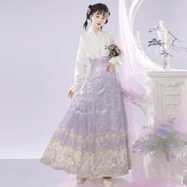 Kf S7a30038a040443ef88e19e7bb6f9d3af9 Water Purple Modern Hanfu Women S Horse Face Skirt Top Suit Mamianqun Daily Wear Chinese Dresses Purple Modern Hanfu Women's Horse Face Skirt Top Suit Mamianqun Daily Wear Chinese Dresses Traditional Ming Dynasty Style