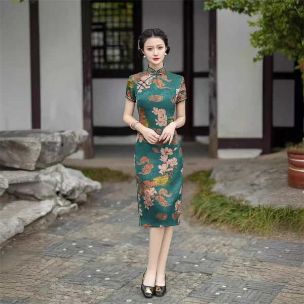 Kf S7bcb5120b2e448c1b1e26807eeb2da9fv Red Printed Cheongsam Summer New Young Style Girl Mid Length Slim Green Qipao Chinoise Daily Evening Red Printed Cheongsam Summer New Young Style Girl Mid-length Slim Green Qipao Chinoise Daily Evening Banquet Gown Vintage Dress