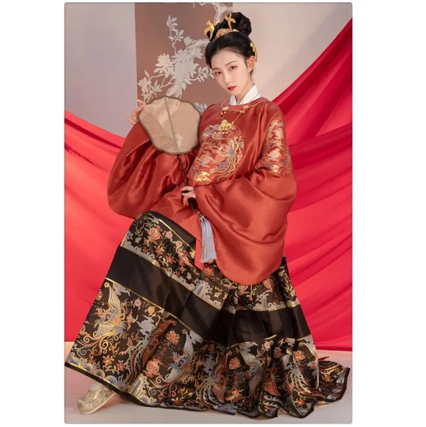 Kf S7c8edcf6bfc1491eb58e1b370c777ca92 Original Ming Dynasty Wedding Dress Women Round Neck Big Sleeve Blouse Top Imitation Makeup Flower Horse Original Ming Dynasty Wedding Dress Women Round Neck Big Sleeve Blouse Top Imitation Makeup Flower Horse Face Skirt Hanfu Suit