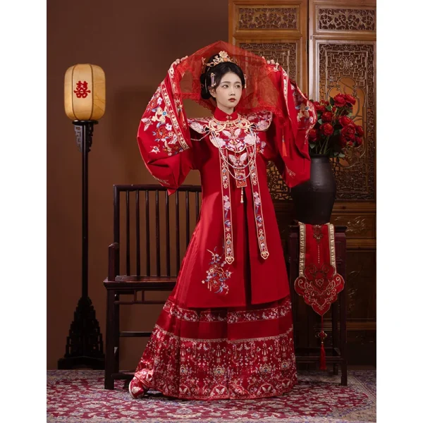 Kf S7f737be19c8541dfa45226b8efd6befbo Hanfu Bride Bridal Dresses South Lake Female Ming Dynasty Heavy Industry Embroidery Flower Wedding Standing Collar Hanfu Bride Bridal Dresses[South Lake]Female Ming Dynasty Heavy Industry Embroidery Flower Wedding Standing Collar Cloud