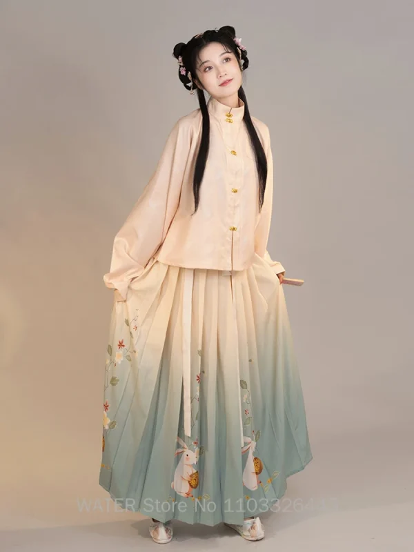 Kf S7fe7559bffca4a139e0fbe089fe46db2v Water Ming Dynasty Hanfu New Chinese Traditional Clothes For Women S Stand Collar Short Jacket Pleated Ming Dynasty Hanfu New Chinese Traditional Clothes for Women's Stand Collar Short Jacket Pleated Waist-length Skirt Spring