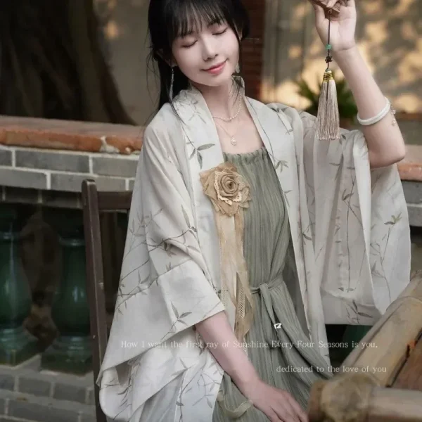 Kf S7fef6ad6cd334e15b73f178119f23080s 2023 Autumn Modern Chinese Style Loose Hanfu Dress With Robe 2pcs Traditional Chinese Clothing For Women Autumn Modern Chinese Style Loose Hanfu Dress with Robe 2pcs Traditional Chinese Clothing for Women Sweet Holiday Dresses