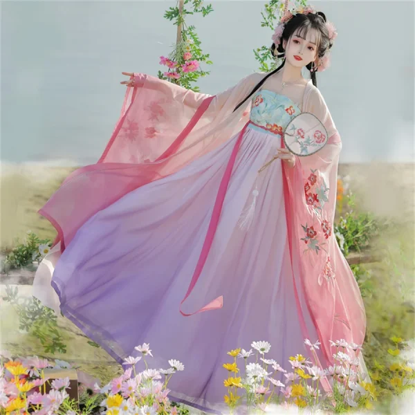 Kf S80f0ab0cb88a40c898cd5d1f96bb9307g Ancient Traditional Chinese Women Hanfu Dress Fairy Embroidery Stage Folk Dance Costume Retro Traditional Song Dynasty Ancient Traditional Chinese Women Hanfu Dress Fairy Embroidery Stage Folk Dance Costume Retro Traditional Song Dynasty dancing