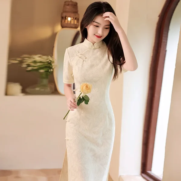 Kf S8138206abb0c46f3a8691f75c8e35d88u New Cheongsam 2023 New Young Women S Summer Daily Wear Improved Dress Middle And Long Waist New cheongsam new young women's summer daily wear improved dress middle and long waist girl