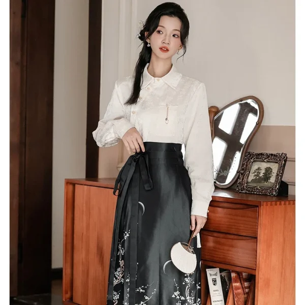 Kf S81dc483cbf2f4105a9fe264156267484e Traditional Chinese Clothes Autumn Improved Hanfu Long Sleeve Shirt Printed Horse Face Skirt Elegant Novelty Mamianqun Traditional Chinese Clothes Autumn Improved Hanfu Long Sleeve Shirt Printed Horse Face Skirt Elegant Novelty Mamianqun