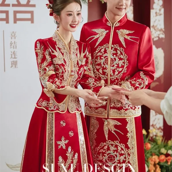 Kf S81eaa793e9e34967981817e89ae05d4el New Chinese Style Wedding Clothes Toast Clothing Dress Couple Suit New Chinese Style Wedding Clothes Toast Clothing Dress Couple Suit