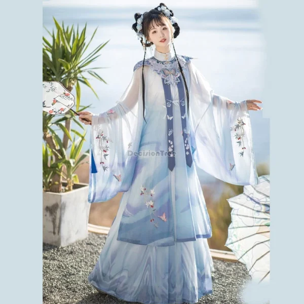 Kf S824f36c7724c4e2ba52bd5eba33b63een 2024 New Chinese Improved Ancient Ming Dynasty Hanfu Women Long Sleeve Top Pleated Skirt Embroidered Cape New chinese improved ancient ming dynasty hanfu women long sleeve top pleated skirt embroidered cape elegant hanfu set