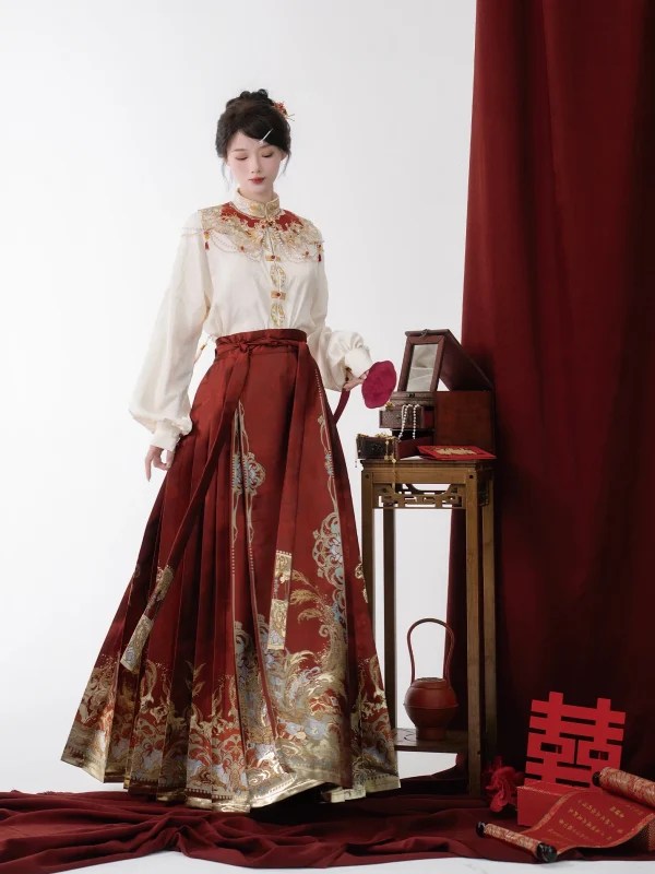 Kf S833417e20a7744449c673c3150d061b1x 2024 Engagement Wedding Hanfu Horse Face Skirt Women Chinese Traditional Vintage Ming Dynasty Hanfu Pleats Skirt Engagement Wedding Hanfu Horse Face Skirt Women Chinese Traditional Vintage Ming dynasty Hanfu Pleats Skirt