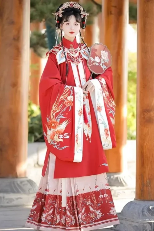 Kf S83c270fa56564af787505f95d154c1d4j 2024 Autumn Ming Dynasty Red Hanfu Dress Suit Horse Face Skirt Robe Cloud Shoulder Women S Autumn Ming Dynasty Red Hanfu Dress Suit Horse Face Skirt + Robe + Cloud Shoulder Women's Clothing Vintage Wedding Dresses