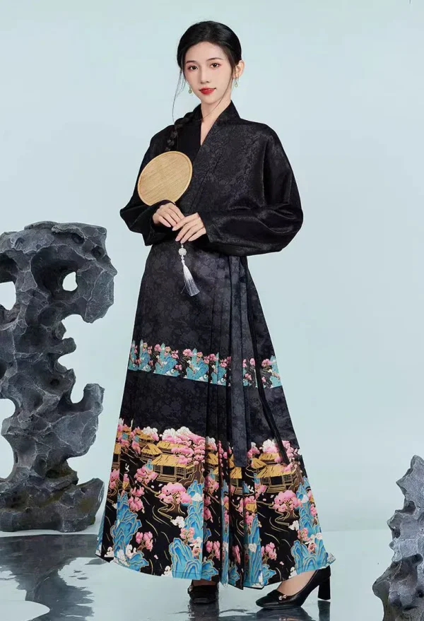 Kf S8451c78ecf634e98993e013b4e30868bu Vintage Daily Hanfu Horse Face Skirt Women Han Bok Chinese Traditional Hanfu Shirt Red Blue Black Pleats Skirt Mamianqun