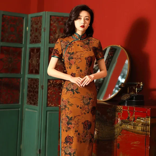 Kf S847a69ed2c434f8a9d6836f6a0a4270cm Yourqipao Hualuo Improved Cheongsam Elegant Temperament Long Catwalk Qipao Chinese Traditional Style Evening Dress For Women Improved Cheongsam Elegant Temperament Long Catwalk Qipao Chinese Traditional Style Evening Dress for Women