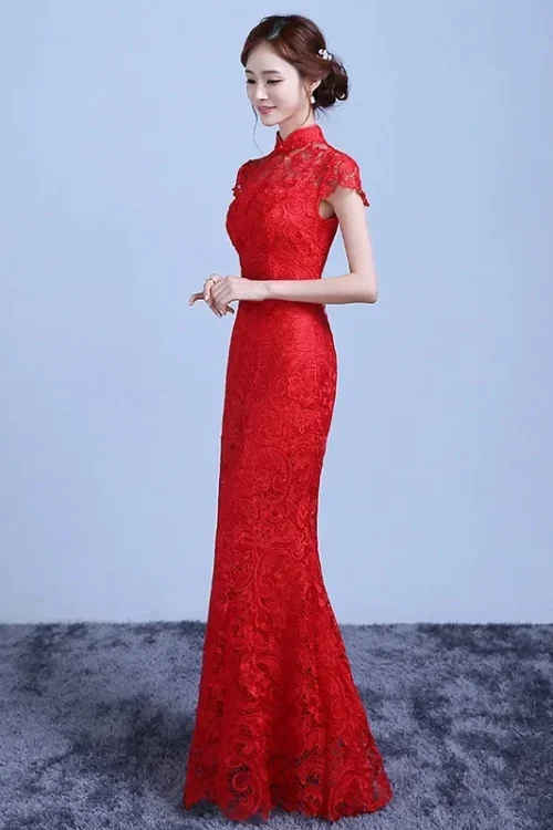 Kf S859c1d3c917e4e97b1f94e1d3e44c10by New Style 4xl 5xl Women S New Summer Fishtail Lace Improved Cheongsam Chinese Red Wedding Dresses New Style 4XL 5XL Women's New Summer Fishtail Lace Improved Cheongsam Chinese Red Wedding Dresses Long Sexy Slimming Qipao Dress