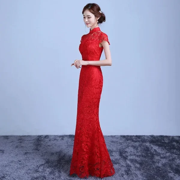 Kf S859c1d3c917e4e97b1f94e1d3e44c10by New Style 4xl 5xl Women S New Summer Fishtail Lace Improved Cheongsam Chinese Red Wedding Dresses New Style 4XL 5XL Women's New Summer Fishtail Lace Improved Cheongsam Chinese Red Wedding Dresses Long Sexy Slimming Qipao Dress