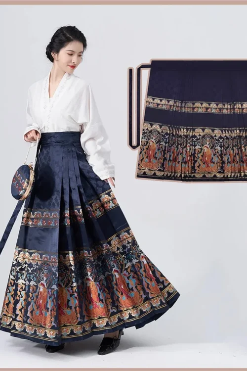 Kf S863c1c3dbcad4d2da7d8da3ea22f15b5q New Ming Dynasty Horse Face Skirt For Woman Chinese Traditional Embroidery Hanfu Shirt New Design Party Ming Dynasty Horse Face Skirt For Woman Chinese Traditional Embroidery Hanfu Shirt New Design Party