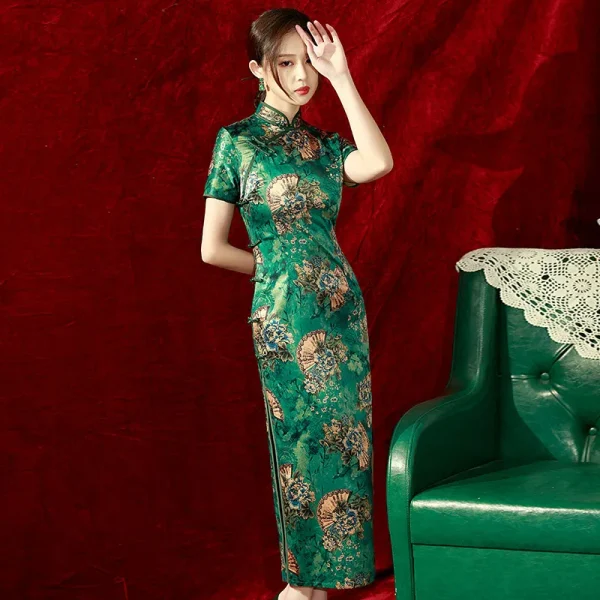 Kf S88883c95007e4da99b7e7c6360a47cafq Yourqipao Green Long Cheongsam 2024 New Style Women Retro Catwalk Performance Clothing Chinese Qipao Formal Evening Green Long Cheongsam New Style WOmen Retro Catwalk Performance Clothing Chinese Qipao Formal Evening Gowns