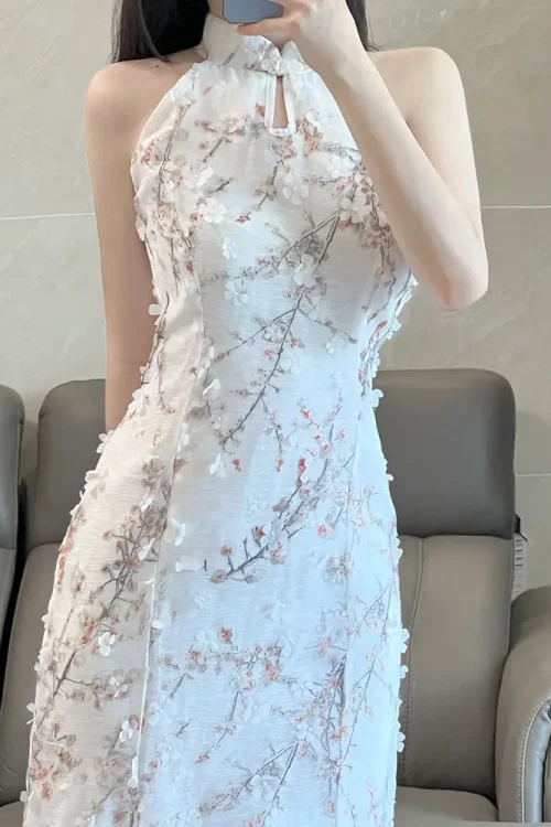 Kf S89e9cdc9633c48d0a5eada718e203391y Migliorato cinese Qipao senza maniche collo halter Cheongsam Dress Slim Bodycon Elegante Sexy Summer Wear Party Performance Migliorato cinese Qipao senza maniche collo halter Cheongsam Dress Slim Bodycon Elegante Sexy Summer Wear Party Performance Abbigliamento