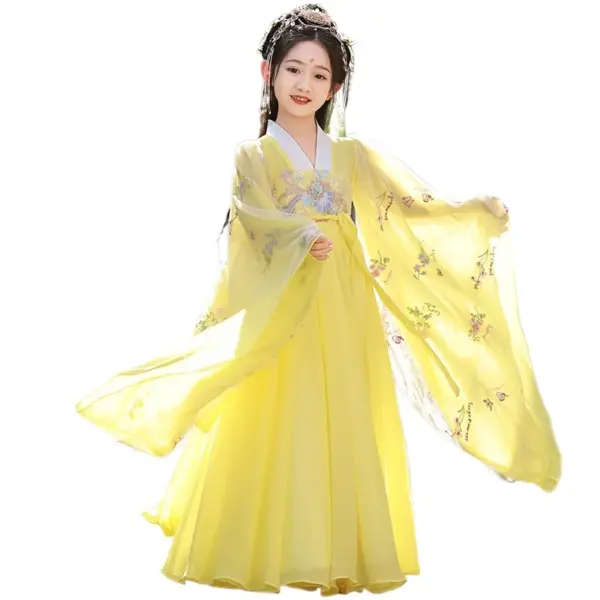 Kf S8a5c6128b86d4a1ea05abcfbebf1ccf5n Yellow Ancient Style Super Immortal Hanfu Girl S 2024 Spring New Clothes Ru Skirt Children S Super Immortal Hanfu Girl's Spring New Clothes Ru Skirt Children's Large Sleeved Shirt Tang Dynasty