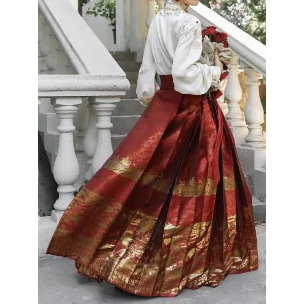 Kf S8b5157f7db544847a62d7827e423e079q Red Fashion Gold Mamianqun Set Modified Hanfu Daily Commuter Dress Women Sexy Elegant Party Dress Horse Red Fashion Gold Mamianqun Set Modified Hanfu Daily Commuter Dress Women Sexy Elegant Party Dress Horse Face Skirt Ming Hanfu