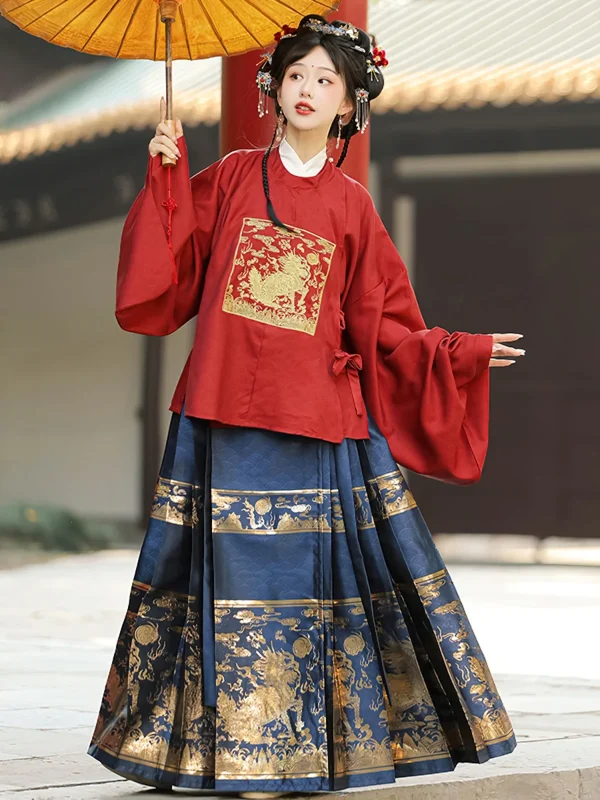 Kf S8cfc23380668476e873b83322672cd8eq Hanfu Women S Ming Dynasty Round Neck Robe Weaving Gold Horse Face Skirt Set Original Chinese Hanfu Women's Ming Dynasty Round Neck Robe Weaving Gold Horse Face Skirt Set Original Chinese Style Daily Commuting