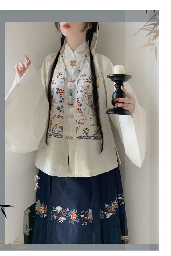 Kf S8d6f2ffb06e44f4e96c7473a0736151f6 Pmwrun Ming Dynasty Hanfu Women Jacquard Square Collar Dress Short Jacket Pipa Sleeve Horse Skirt Spring Ming Dynasty Hanfu women jacquard square collar dress short jacket pipa sleeve horse skirt Spring and Autumn Chinese gown