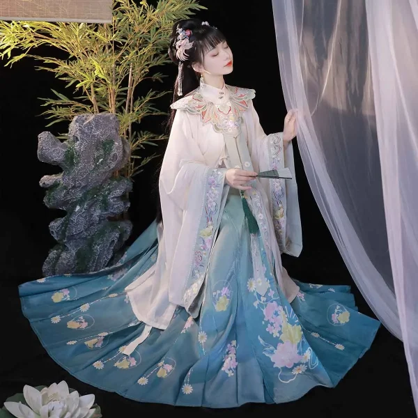 Kf S8df2e8137fff432d884752dc019004cbc 2 Colors Chinese Traditional Hanfu Women Ming Dynasty Cloud Shoulder Horse Face Skirt Printing Folk Fairy 2 Colors Chinese Traditional Hanfu Women Ming Dynasty Cloud Shoulder Horse Face Skirt Printing Folk Fairy Dance Cosplay Dress