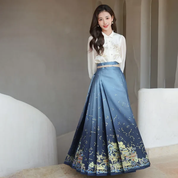 Kf S8ef553980e034d7d8d55421e23280253o Women Embroidered Woven Horse Face Skirt Hanfu Original Chinese Ming Dynasty Traditional Dress Skirt Daily Horse Women Embroidered Woven Horse Face Skirt Hanfu Original Chinese Ming Dynasty Traditional Dress Skirt Daily Horse Face Skirt Set