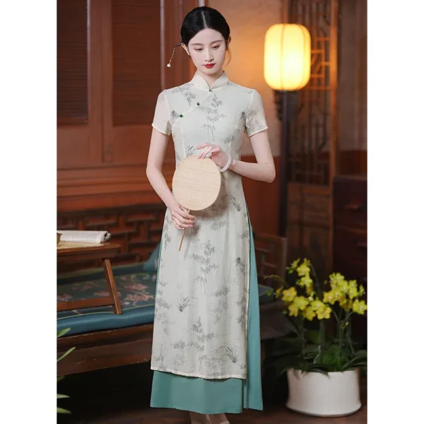 Kf S8f05a03591ef44159b5f3533a295fb98j Improved Cheongsams New Chinese Style Dress Women Ao Dai Qipao Elegant Mesh Vestidos Long Mandarin Collar Improved Cheongsams New Chinese Style Dress Women Ao Dai Qipao Elegant Mesh Vestidos Long Mandarin Collar Cheongsams Costume