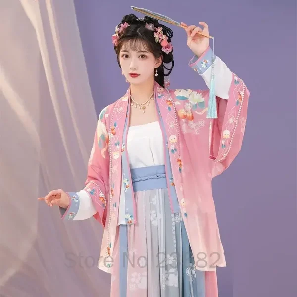 Kf S8f7ae6c9af0b4020ad65063638e7e583c Water Women S Hanfu Chinese Traditional Style Dresses Oriental Ancient Song Dynasty Changbeizi Cardigan Waist Length Women's Hanfu Chinese Traditional Style Dresses Oriental Ancient Song Dynasty Changbeizi Cardigan Waist Length Suit