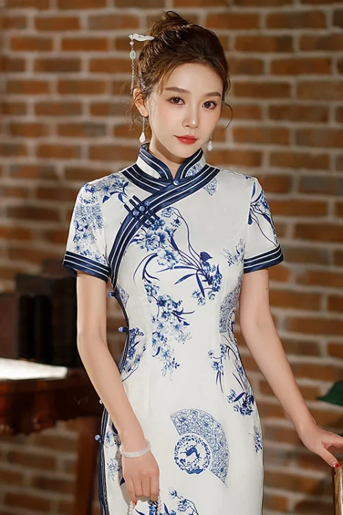 Kf S9138e8c78f4e414893dd00e363795a59w Yourqipao 2023 Summer Fashion Long White Cheongsam Temperament Printed Qipao Chinese Traditional Style Evening Dress For Summer Fashion Long White Cheongsam Temperament Printed Qipao Chinese Traditional Style Evening Dress for Women