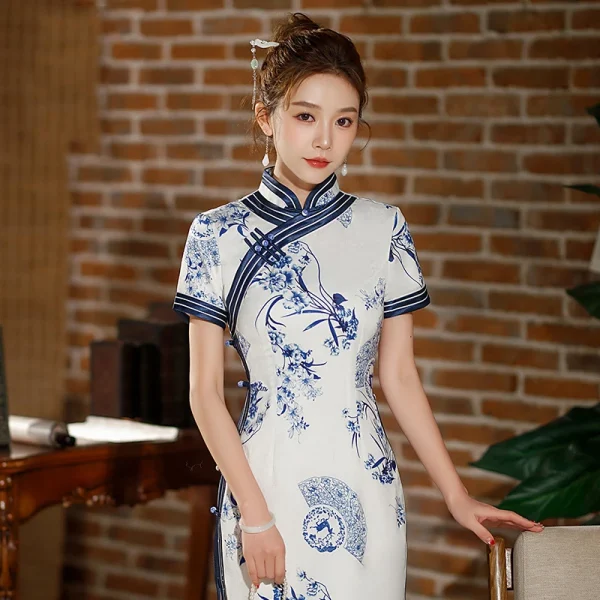 Kf S9138e8c78f4e414893dd00e363795a59w Yourqipao 2023 Summer Fashion Long White Cheongsam Temperament Printed Qipao Chinese Traditional Style Evening Dress For Summer Fashion Long White Cheongsam Temperament Printed Qipao Chinese Traditional Style Evening Dress for Women