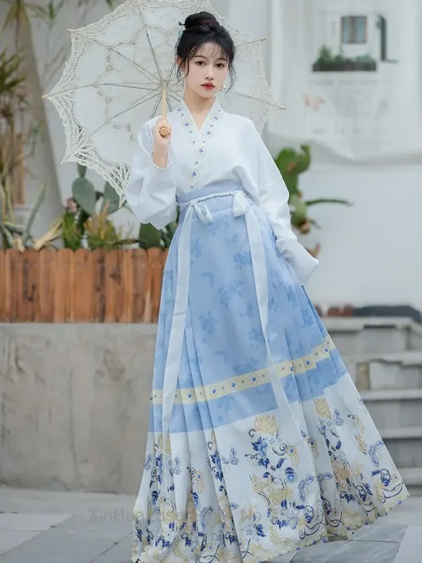 Kf S91bb4c8599344c5ca9c36b0193758cbdl Water Horse Face Mamian Skirt Modern Hanfu Women S Chinese Traditional Dresses Ming Dynasty Spring Daily WATER Horse Face Mamian Skirt Modern Hanfu Women's Chinese Traditional Dresses Ming Dynasty Spring Daily Wear Mamianqun New