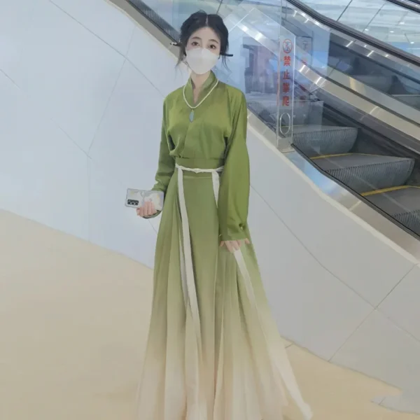 Kf S91d2aec319334807b0872f587db7c26a0 Spring Summer Song Dynasty Elegant Satin Green Gradient Hanfu Dress Women S Clothing Improved Modern Horse Spring Summer Song Dynasty Elegant Satin Green Gradient Hanfu Dress Women's Clothing Improved Modern Horse Face Skirt Hanbok