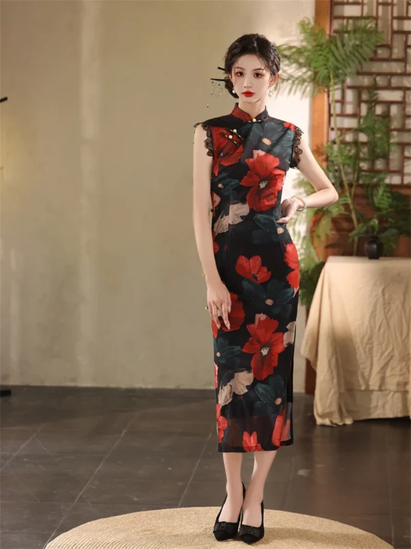 Kf S91e68f54e28d40f0a113a97578b74dd2r Young Style Improved Sleeveless Cheongsam Women Chinese Retro Old Shanghai Printed Qipao Dress High End Temperament Young Style Improved Sleeveless Cheongsam Women Chinese Retro Old Shanghai Printed Qipao Dress High-end Temperament Evening Gown