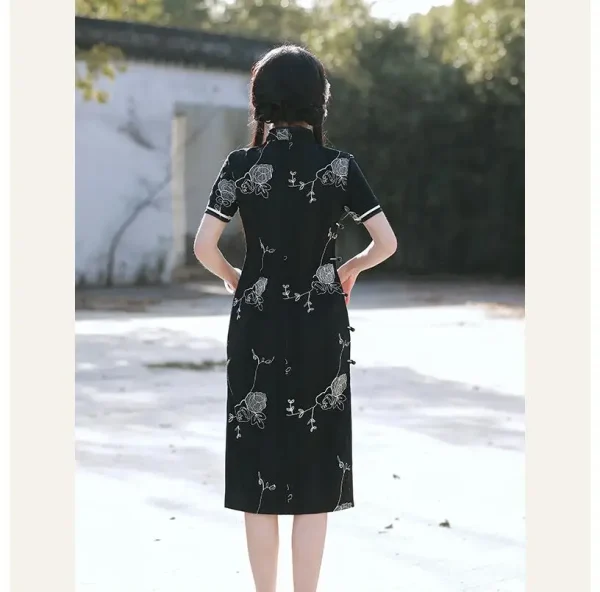 Kf S923d8f5c17594049a7b80749f69873bak 2023 Summer New Black Lace Embroidery Cheongsam Dress Women Mid Long Dresses Slim Vintage Improved Qipao Summer New Black Lace Embroidery Cheongsam Dress Women Mid Long Dresses Slim Vintage Improved Qipao S To 3XL