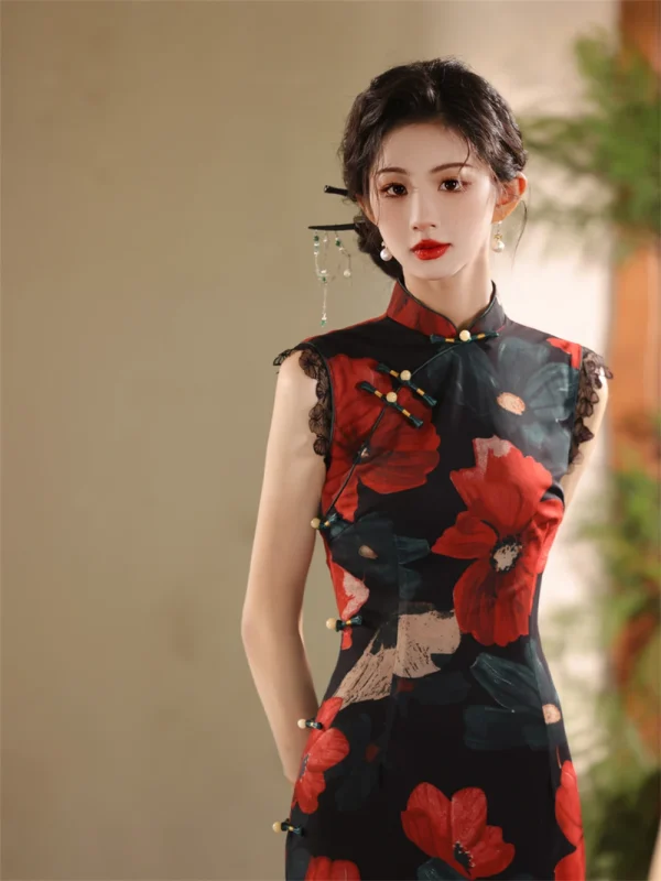 Kf S92daa0a5c47f4e8d899a8553ea40684am Young Style Improved Sleeveless Cheongsam Women Chinese Retro Old Shanghai Printed Qipao Dress High End Temperament Young Style Improved Sleeveless Cheongsam Women Chinese Retro Old Shanghai Printed Qipao Dress High-end Temperament Evening Gown