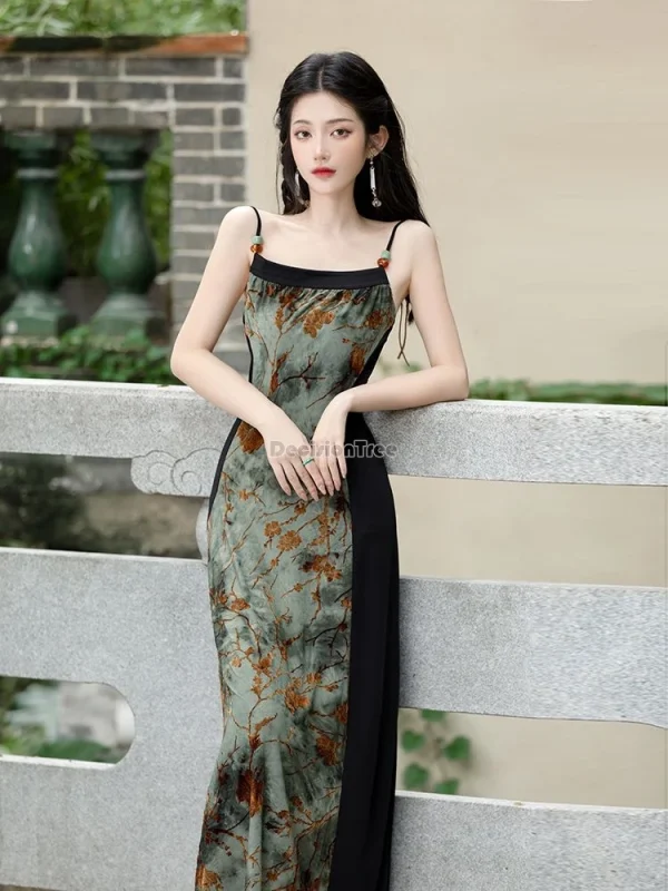 Kf S945b25ca337c4ec5974b646db9e71ef1n 2024 Chinese Style Vintage Modern Daily Hanfu Set Ink Tie Dye Slim Temperament Split Suspended Dress Chinese style vintage modern daily hanfu set ink tie-dye slim temperament split suspended dress elegant versatile cardigan