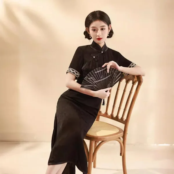 Kf S9531e6d53c08443a9b9a9b6233288fceu 2024 Spring Summer New Improved Qipao New Chinese Youth Daily Black Tassel Dress Women S Cheongsam Spring/Summer New Improved Qipao New Chinese Youth Daily Black Tassel Dress Women's Cheongsam Dress