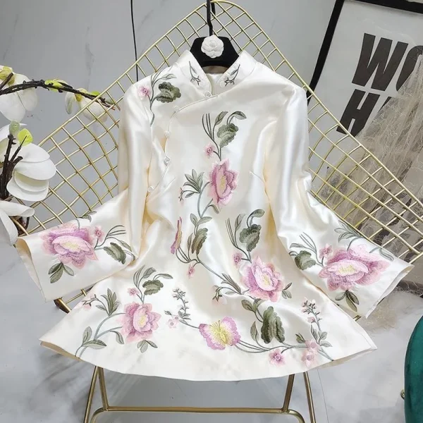 Kf S959e5fe62b7044219578d7e01221a966k Tang Suit Shirt National Style Traditional Elegant Embroidery Women Chinese Vintage Blouse Loose Female Hanfu Tops Tang Suit Shirt National Style Traditional Elegant Embroidery Women Chinese Vintage Blouse Loose Female Hanfu Tops New