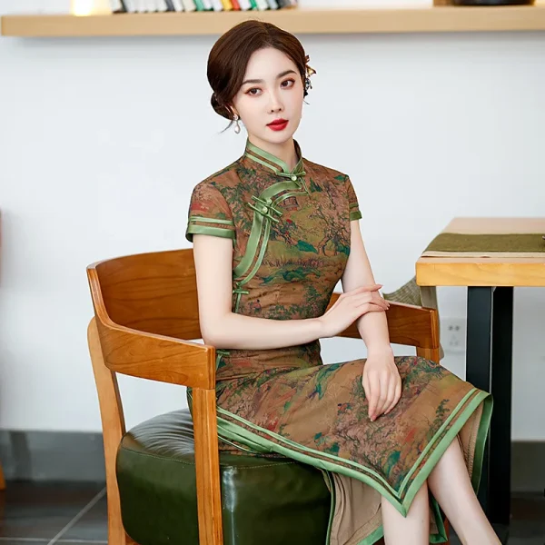 Kf S9625c390ae484f9184b1a139cf83a237f Novelty Retro Long Dress Autumn New Chinese Traditional Cheongsam Handmade Button Women Sexy Qipao Side Split Autumn New Chinese Traditional Cheongsam Handmade Button Women Sexy Qipao Side Split